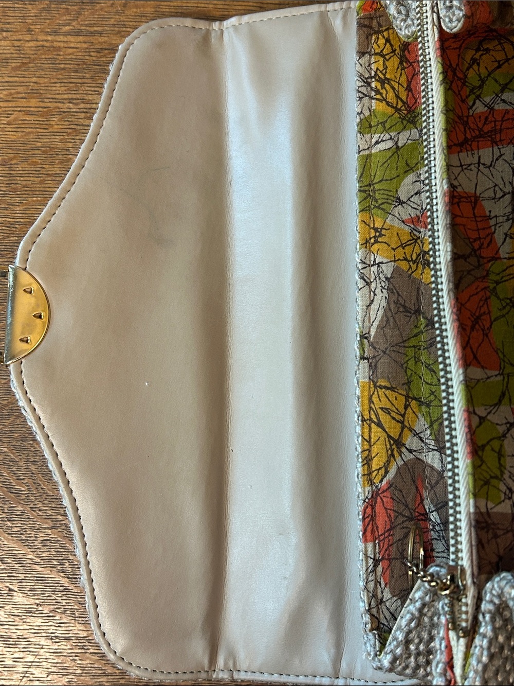 Vintage 50-60s Tweed Purse Gold Double Handle HTF Upholstery Like Handbag MCM - Picture 6 of 16